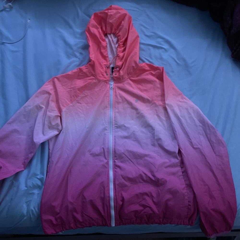 fila orange/pink/purple ombré sports rain jacket